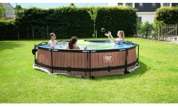 EXIT Stone pool ø360x76cm with dome and filter pump - grey