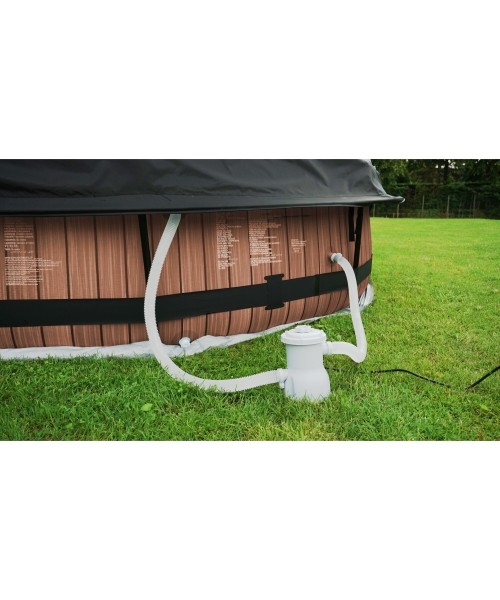 EXIT Stone pool ø360x76cm with dome and filter pump - grey