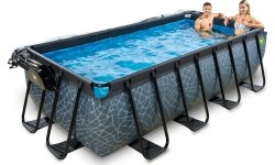 EXIT Stone pool 400x200x100cm with dome and sand filter and heat pump - grey