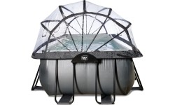 EXIT Black Leather pool 400x200x100cm with sand filter pump and dome and heat pump - black