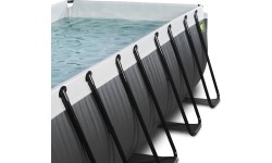 EXIT Black Leather pool 400x200x100cm with sand filter pump and dome and heat pump - black