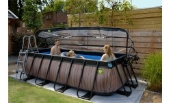 EXIT Black Leather pool 400x200x100cm with sand filter pump and dome and heat pump - black
