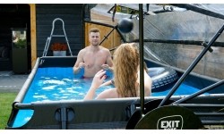 EXIT Black Leather pool 400x200x100cm with sand filter pump and dome and heat pump - black