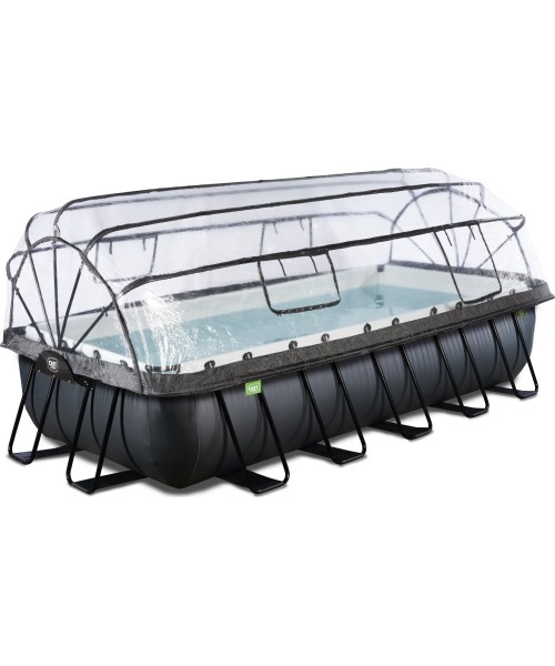 Viršžeminiai baseinai Exit: EXIT Black Leather pool 540x250x100cm with sand filter pump and dome and heat pump - black