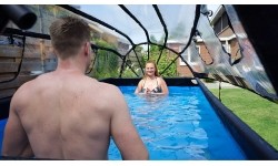 EXIT Black Leather pool 400x200x100cm with sand filter pump and dome - black