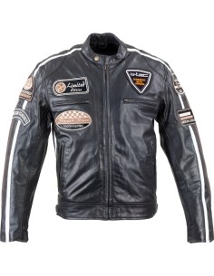 Vyriška odinė motociklininko striukė W-TEC Black Cracker - Juoda