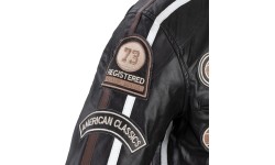 Vyriška odinė motociklininko striukė W-TEC Black Cracker - Juoda