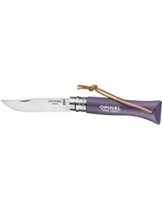 Opinel Colorama 06 inox purple knife with thong