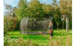 EXIT Dynamic įleidžiamas į žemę batutas ø427 cm su apsauginiu tinklu, juodas