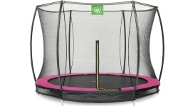EXIT Silhouette ground trampoline ø244cm with safety net - pink Outdoor Round Coil spring Sunken trampoline