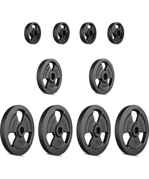 Cast Iron Weights Set Marbo, 29kg / 4x5kg + 2x2.5kg + 4x1kg
