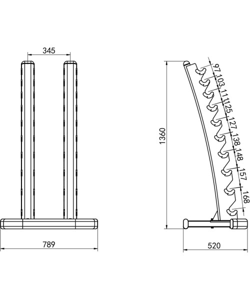STR37 VERTICAL DUMBBELL RACK COMMERCIAL HMS
