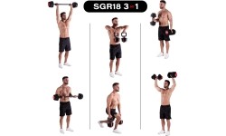 SGR18 PRO SET 3IN1 REGULIUOJAMI HANTELIAI 20 KG HMS