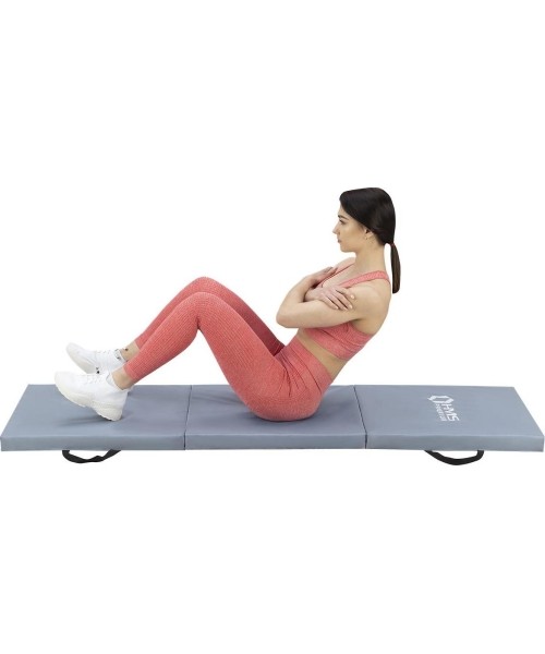 Sulankstomas gimnastikos kilimėlis HMS Premium MGS02 1800x600mm, pilkas