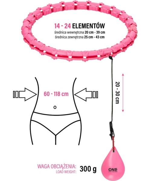 OHA02 HULA HOP PINK WITH WEIGHT ONE FITNESS