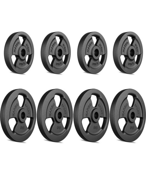 Cast Iron Weights Set Marbo, 30kg / 4x5kg + 4x2.5kg