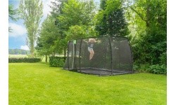 EXIT Dynamic ground level trampoline 305x519cm with safety net - black