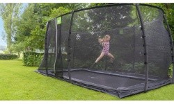 EXIT Dynamic ground level trampoline 305x519cm with safety net - black
