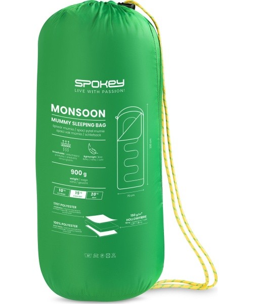 Pavasario–vasaros tipo miegmaišis 220x75 cm juodas Spokey MONSOON