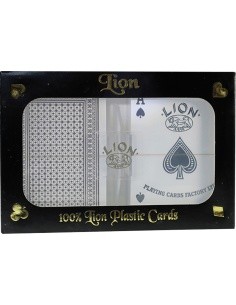 Pokerio kortos Lion 100% plastikinės Double Black