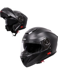 Atverčiamas motociklininko šalmas W-TEC Cullo - Matinė juoda