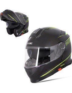 Flip-Up Motorcycle Helmet W-TEC Venero - Glossy Black-Neon Yellow