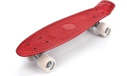 Plastic skateboard - Silver/white/nut