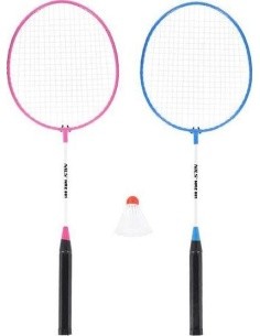 NRZ001 STEEL / BADMINTON SET 2 ROCKETS + SHUTTLECOCKS NILS