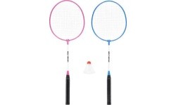 NRZ001 STEEL / BADMINTON SET 2 ROCKETS + SHUTTLECOCKS NILS