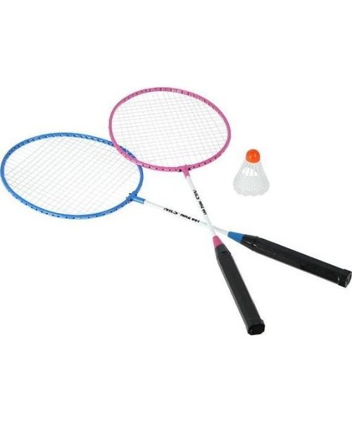 NRZ001 STEEL / BADMINTON SET 2 ROCKETS + SHUTTLECOCKS NILS