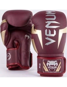 Venum Elite Boxing Gloves - Burgundy/Gold