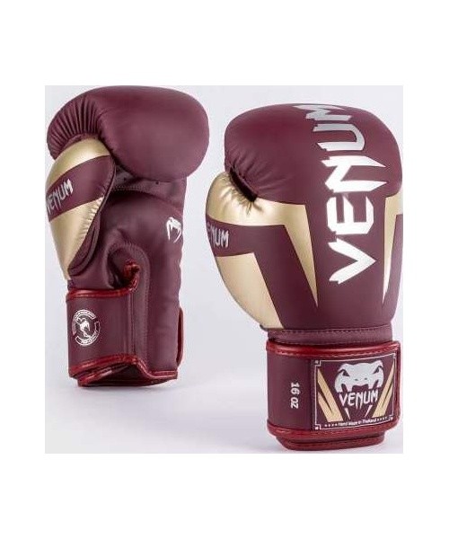 Venum Elite Boxing Gloves - Burgundy/Gold
