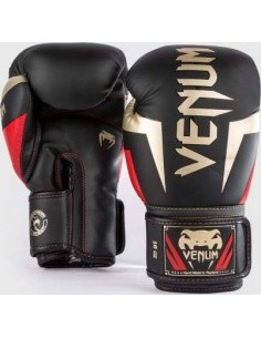 Venum Elite Boxing Gloves - Black/Gold/Red