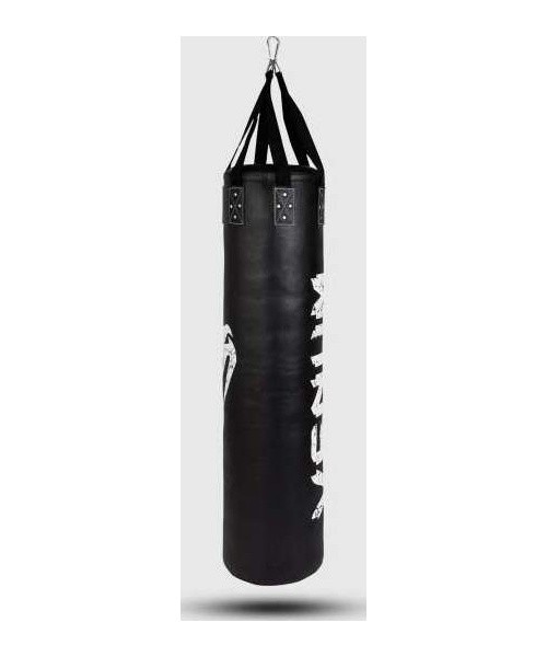 Venum Challenger bokso kriaušė + lubų kablys - juoda/balta - pripildyta - 130 cm