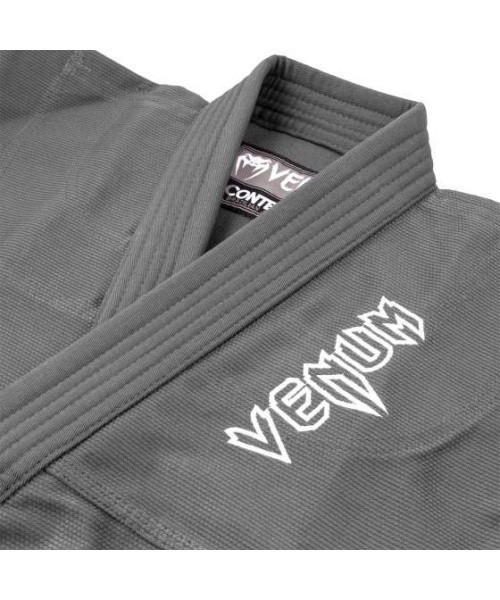 BJJ kimono Venum Contender Kids su baltu diržu, pilkas