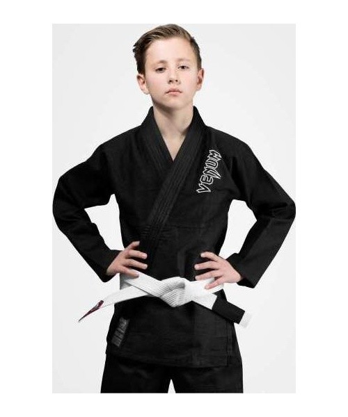 Venum Contender vaikiškas BJJ kimono (su nemokamu baltu diržu) – juodas