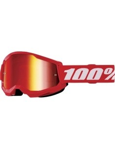 Vaikiški motokroso akiniai 100% Strata 2 Youth Mirror - červená, červené plexi