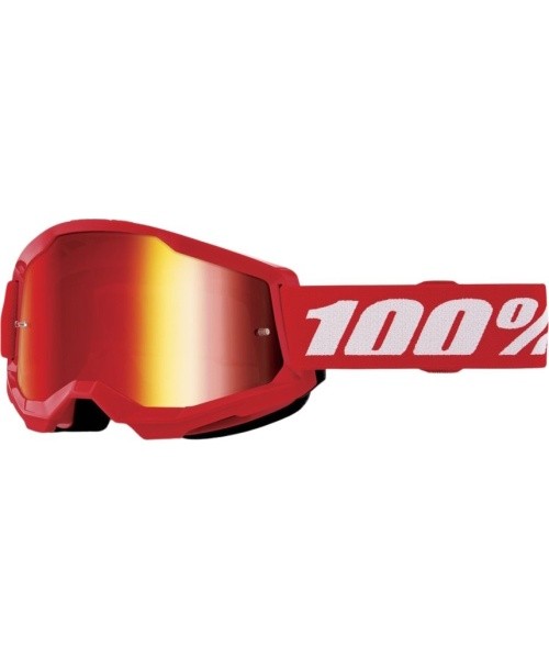 Vaikiški motokroso akiniai 100% Strata 2 Youth Mirror - červená, červené plexi