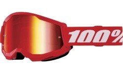 Vaikiški motokroso akiniai 100% Strata 2 Youth Mirror - červená, červené plexi