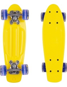 Mini Penny Board WORKER Pico 17" with Light Up Wheels - Yellow Board, Dark Blue Wheels
