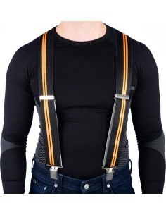 Suspenders Oxford Riggers - Cruiser, Black with Orange Stripes
