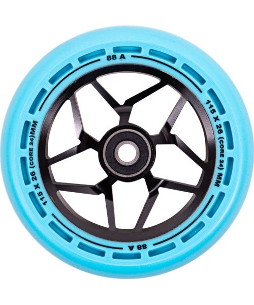 Paspirtuko ratukai LMT L, 115 mm, su ABEC-9 guoliais - Juoda / mėlyna
