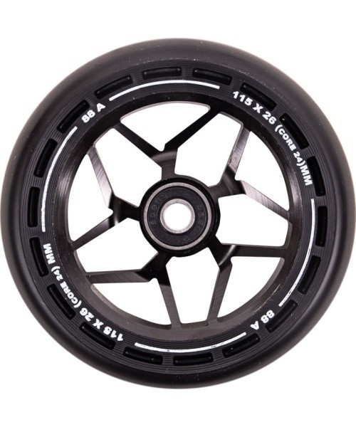 Paspirtuko ratukai LMT L, 115 mm, su ABEC-9 guoliais - Juoda/Juoda