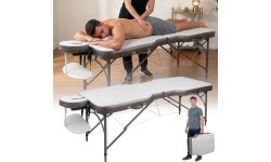 2-Section Aluminum Massage Table inSPORTline Kiyora (186 × 70 × 62.5–85.5 cm) - Grey/White