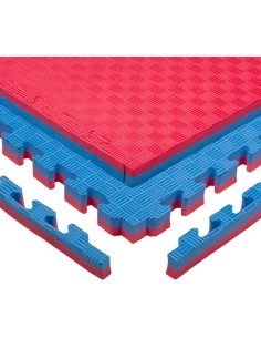 Tatami Puzzle Mat inSPORTline Malmeida 100 x 100 x 4 cm - červeno-modrá, vzor 5 proužků