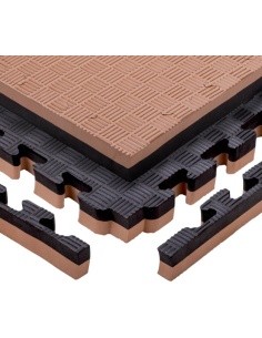 Tatami Puzzle Mat inSPORTline Malmeida 100 x 100 x 4 cm - Mocha mousse-černá, vzor 5 proužků