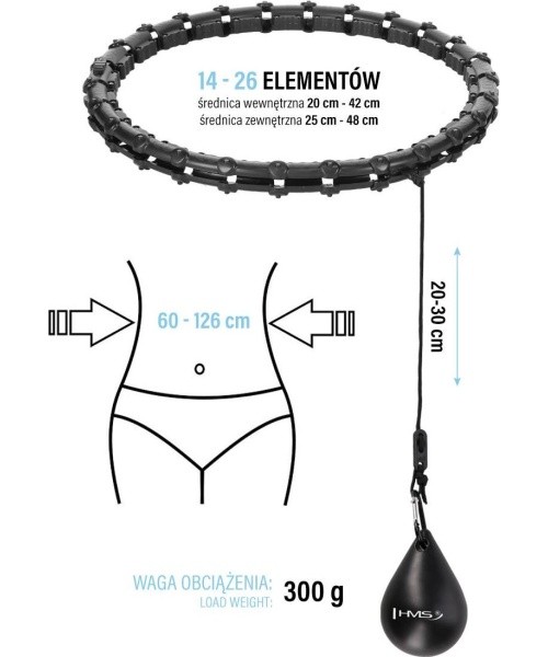 HHW11 PLUS SIZE HULA HOOP BLACK WITH WEIGHT HMS
