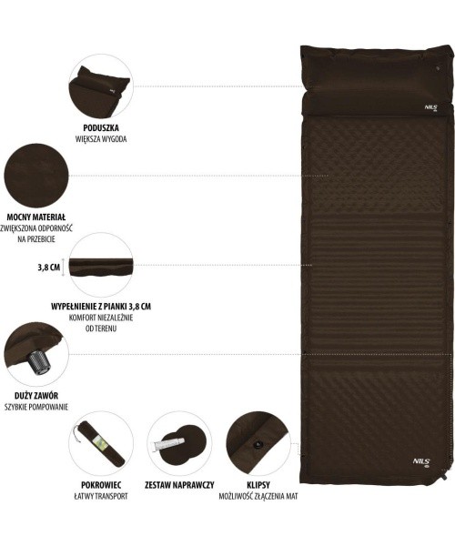 NC4001 BLACK SELF-INFLATING MAT NILS CAMP
