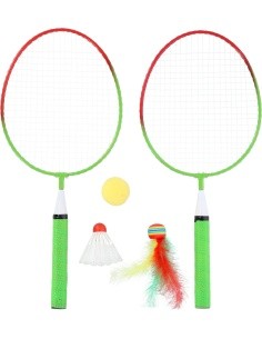 NRZ051 STEEL / BADMINTON SET 2 ROCKETS + SHUTTLECOCKS + BALLS JUNIOR NILS