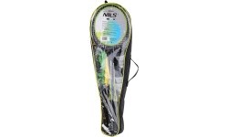 NRZ014 STEEL / BADMINTON SET 4 ROCKETS + 3 SHUTTLECOCKS + NET 195x22cm + COVER NILS